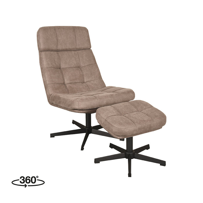 Label51 Fauteuil Alvar - Taupe - Boucle - Incl. Hocker-Fauteuils-LABEL51