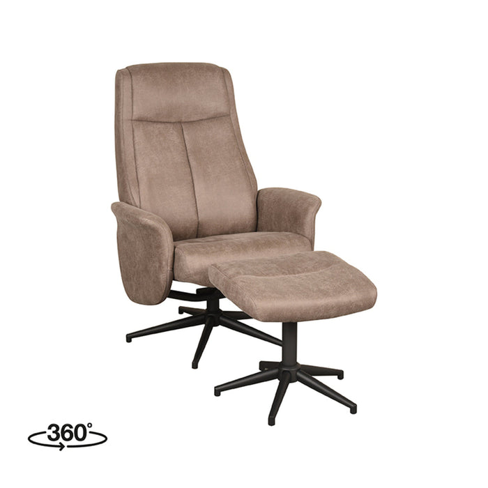 Label51 Fauteuil Bergen - Taupe - Micro Suede - Incl. Hocker-Fauteuils-LABEL51
