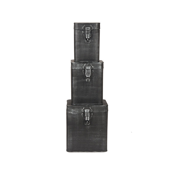 Label51 Opbergkist - Antiek grijs - Metaal - L - 15x16x19 cm-Opbergdozen en manden-LABEL51