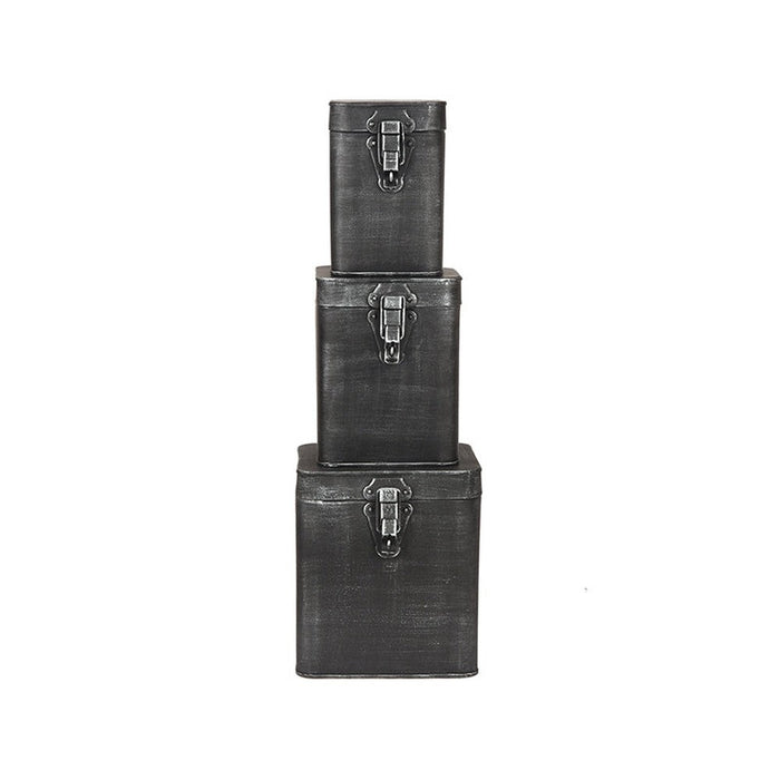 Label51 Opbergkist - Antiek grijs - Metaal - L - 15x16x19 cm-Opbergdozen en manden-LABEL51