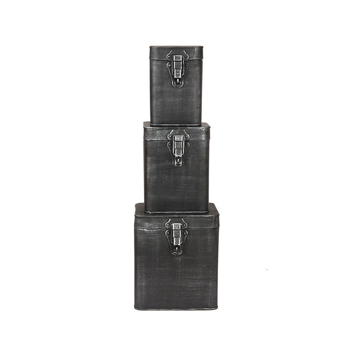 Label51 Opbergkist - Antiek grijs - Metaal - M - 12x12x17 cm-Opbergdozen en manden-LABEL51