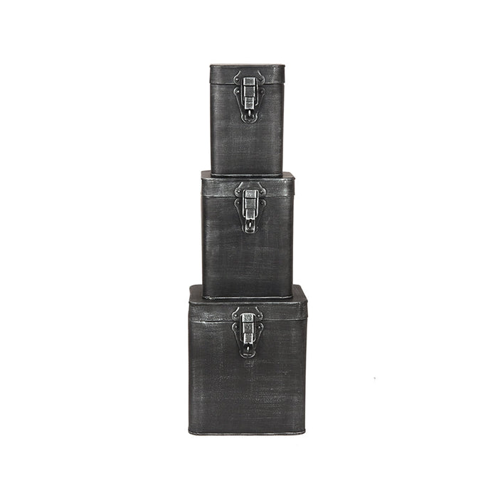 Label51 Opbergkist - Antiek grijs - Metaal - M - 12x12x17 cm-Opbergdozen en manden-LABEL51