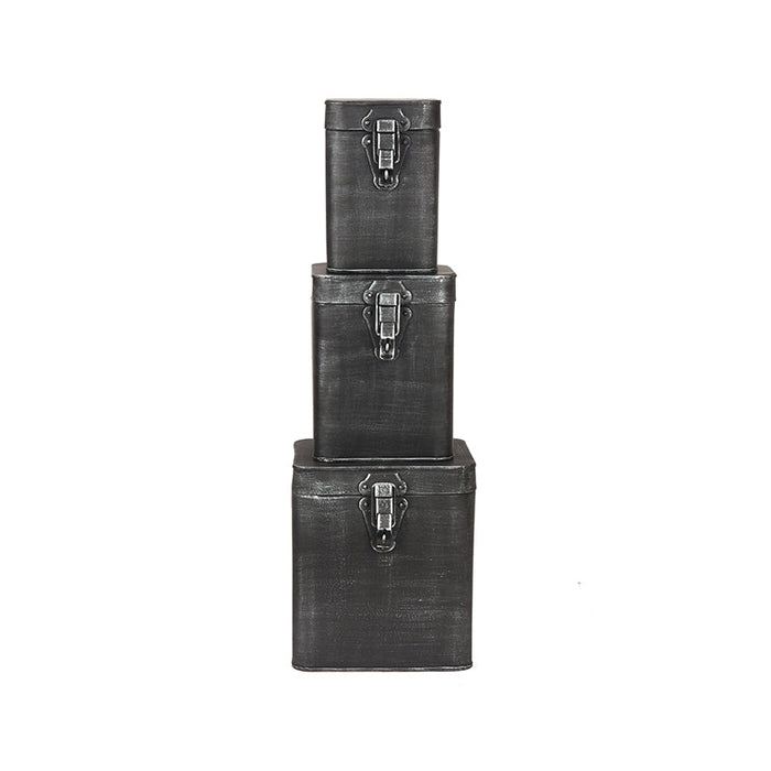 Label51 Opbergkist - Antiek grijs - Metaal - XL 18x19x21 cm-Opbergdozen en manden-LABEL51