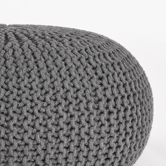 Label51 Poef Knitted - Donkergrijs - Katoen - L-Poefs-LABEL51