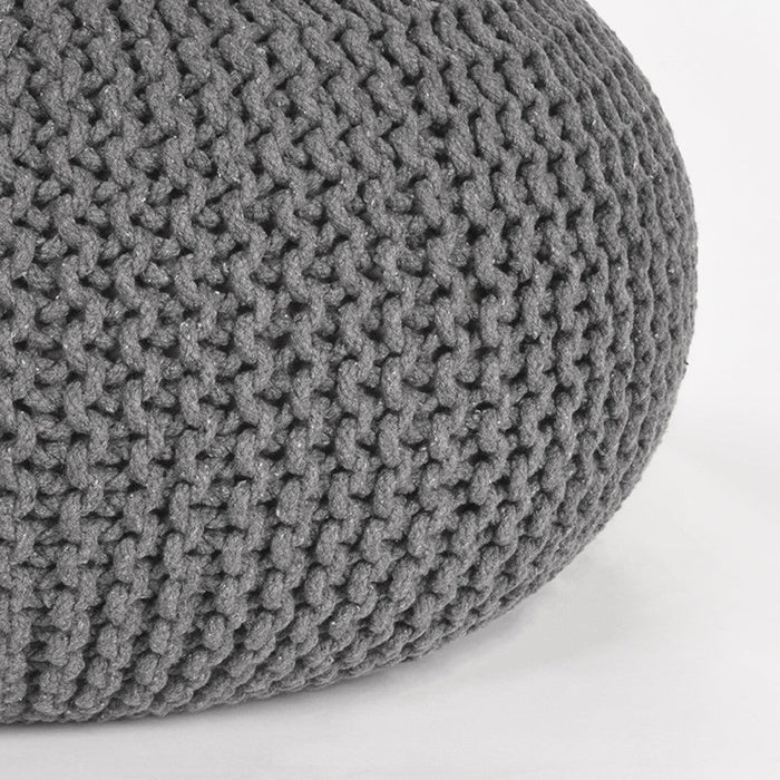 Label51 Poef Knitted - Donkergrijs - Katoen - L-Poefs-LABEL51