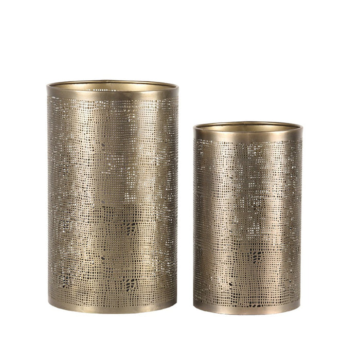 Label51 Set Kaarsenhouders L 18x18x30 cm - Antiek goud - Metaal-Woondecoratie-LABEL51