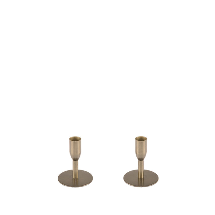 Label51 Set Kandelaars 8x8x13 cm - Antiek goud - Metaal-Woondecoratie-LABEL51