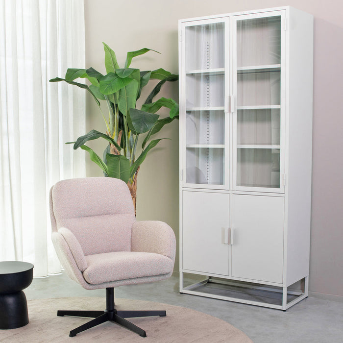 Label51 Vitrinekast Level - Wit - Metaal - 80x40x190 cm-Vitrinekasten-LABEL51