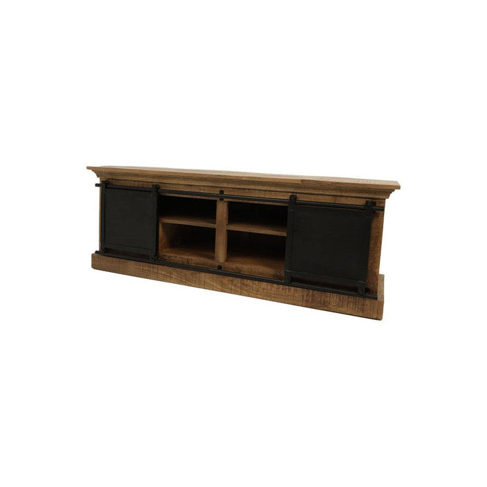 TV-Meubel Melbourne - 150x45x55 - Naturel/zwart - Mangohout/metaal-TV-meubels-HSM Collection