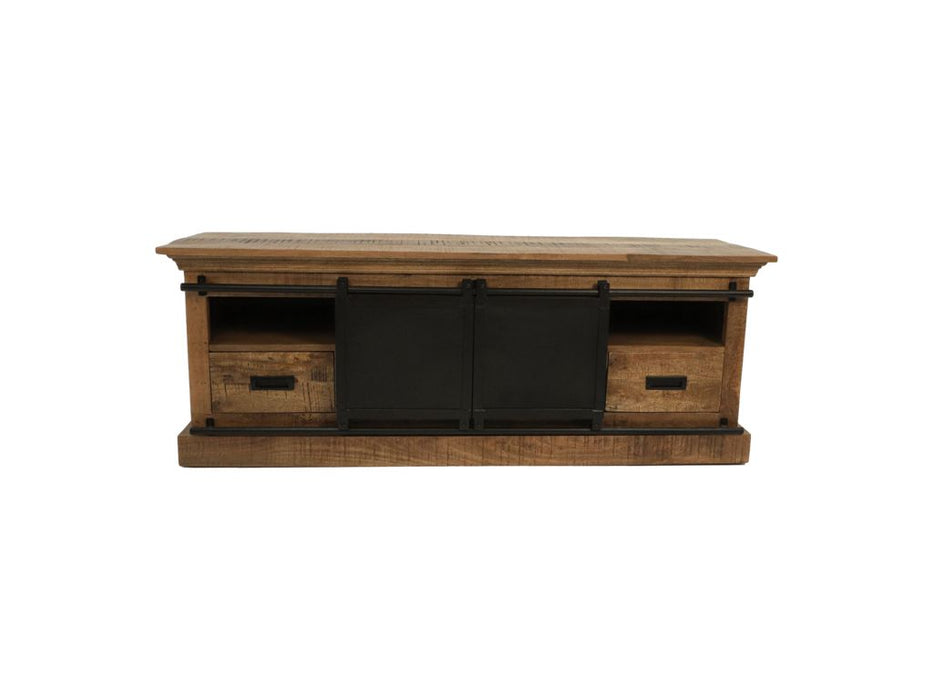 TV-Meubel Melbourne - 150x45x55 - Naturel/zwart - Mangohout/metaal-TV-meubels-HSM Collection