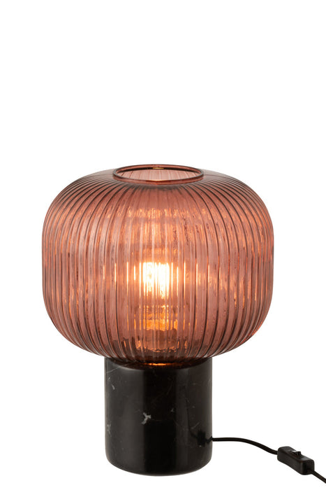 Tafellamp Yufo glas/marmer rood/zwart-Tafellampen-J-Line