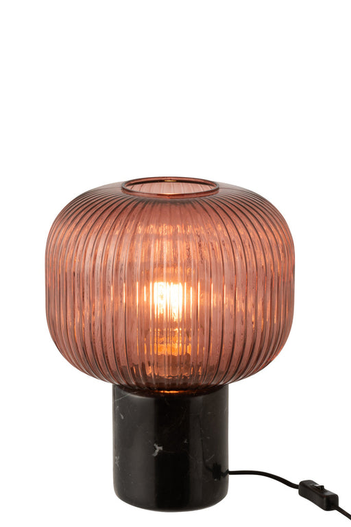 Tafellamp Yufo glas/marmer rood/zwart-Tafellampen-J-Line