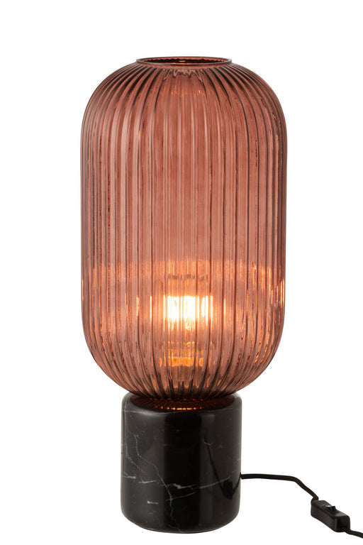 Tafellamp Yufo lang glas/marmer rood/zwart-Tafellampen-J-Line