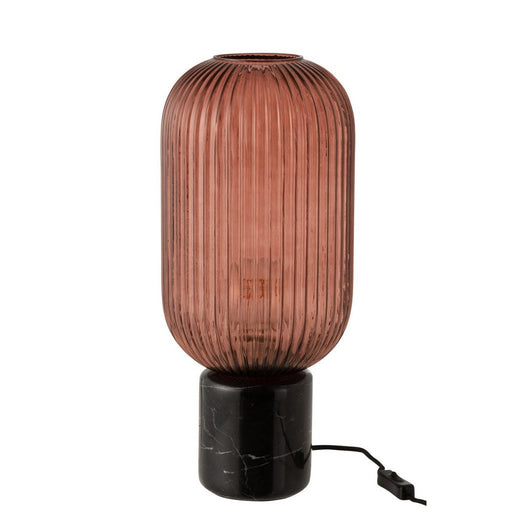 Tafellamp Yufo lang glas/marmer rood/zwart-Tafellampen-J-Line