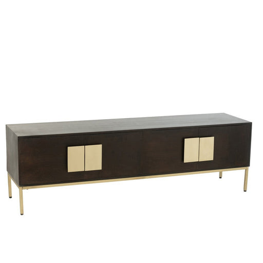 Tv Kast 2 deuren mangohout/ijzer bruin/goud-TV-meubels-J-Line