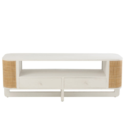 Tv Meubel molly exotiek hout/rotan wit-TV-meubels-J-Line