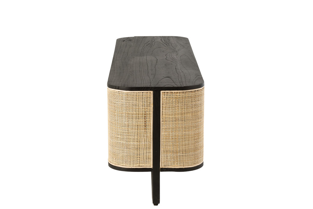 Tv Meubel molly exotiek hout/rotan zwart-TV-meubels-J-Line