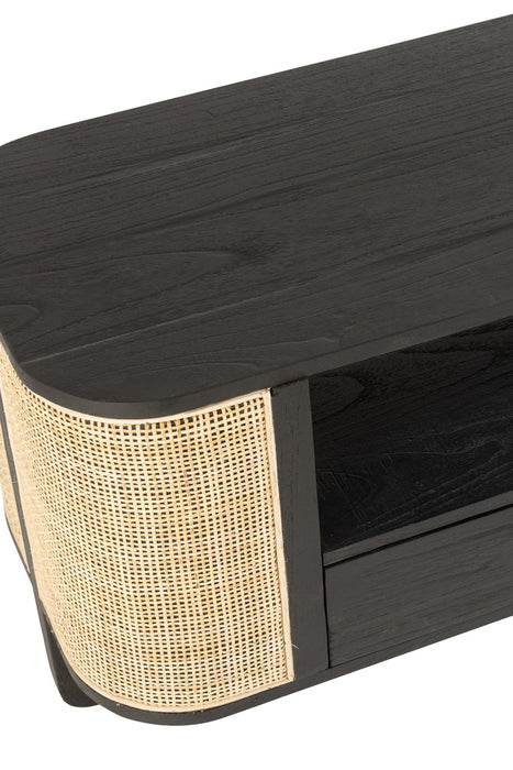 Tv Meubel molly exotiek hout/rotan zwart-TV-meubels-J-Line