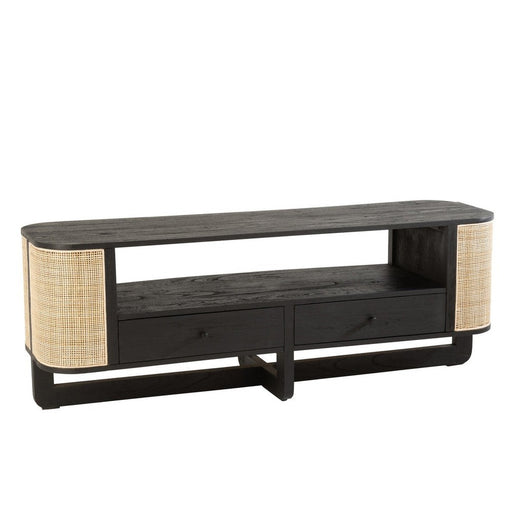 Tv Meubel molly exotiek hout/rotan zwart-TV-meubels-J-Line