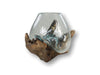Vaas op wortelhout- ø20x25 - Naturel - Teakhout/glas-Vazen-HSM Collection