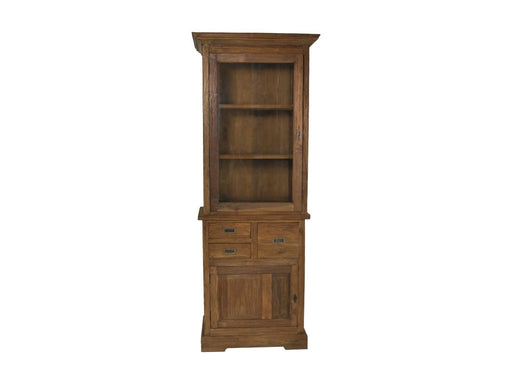 Vitrinekast 2 Deur 3 La-72x46x193-Naturel-Teak/Glas-Vitrinekasten-HSM Collection