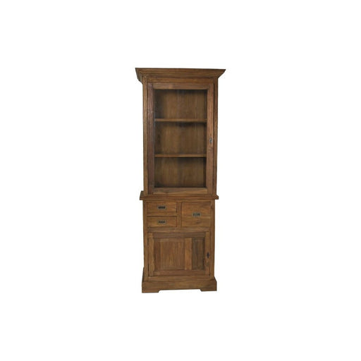 Vitrinekast 2 Deur 3 La-72x46x193-Naturel-Teak/Glas-Vitrinekasten-HSM Collection