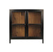 Vitrinekast Kingston Laag 2 Deur-90x40x90-Naturel/Zwart-Mango/Metaal-Vitrinekasten-HSM Collection