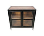 Vitrinekast Kingston Laag 2 Deur-90x40x90-Naturel/Zwart-Mango/Metaal-Vitrinekasten-HSM Collection