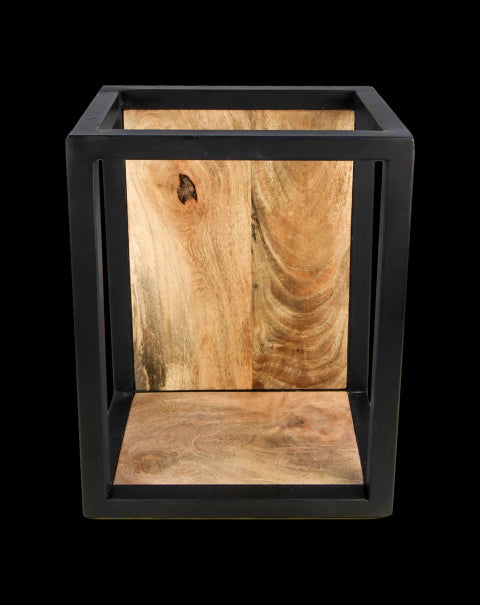 Wandbox Levels -25x18x35-Naturel/Zwart-Mango/Metaal-Wandplanken-HSM Collection