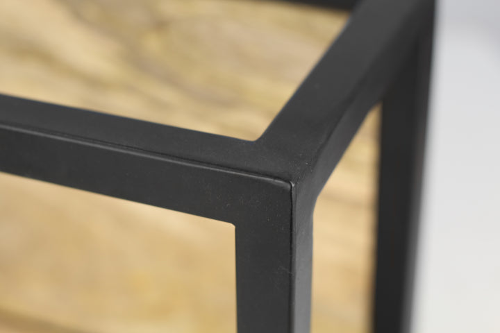 Wandbox Levels -25x18x35-Naturel/Zwart-Mango/Metaal-Wandplanken-HSM Collection
