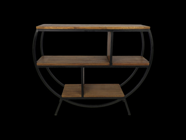 Wandtafel 3 Niveaus-90x25x80-Naturel/Zwart-Mango/Metaal-Consoletafels-HSM Collection