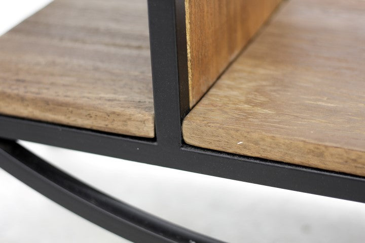 Wandtafel 3 Niveaus-90x25x80-Naturel/Zwart-Mango/Metaal-Consoletafels-HSM Collection