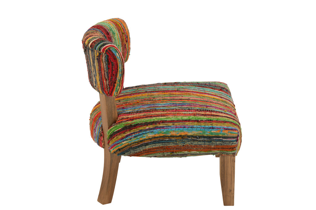 Zetel Chindi hout/textiel mix-Eetkamerstoelen-J-Line