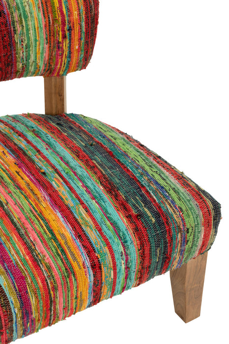 Zetel Chindi hout/textiel mix-Eetkamerstoelen-J-Line