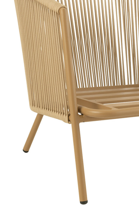 Zetel+kussens 1persoon metaal/touw beige-Fauteuils-J-Line
