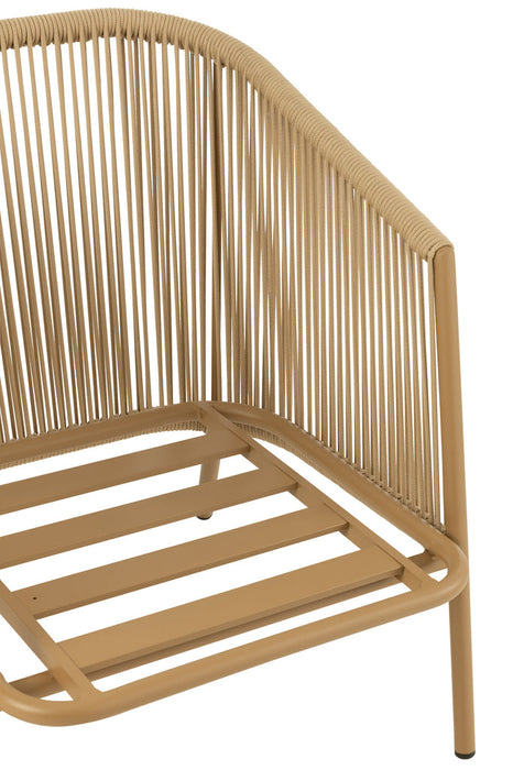 Zetel+kussens 1persoon metaal/touw beige-Fauteuils-J-Line