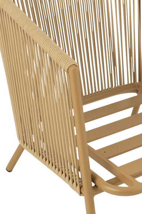 Zetel+kussens 1persoon metaal/touw beige-Fauteuils-J-Line