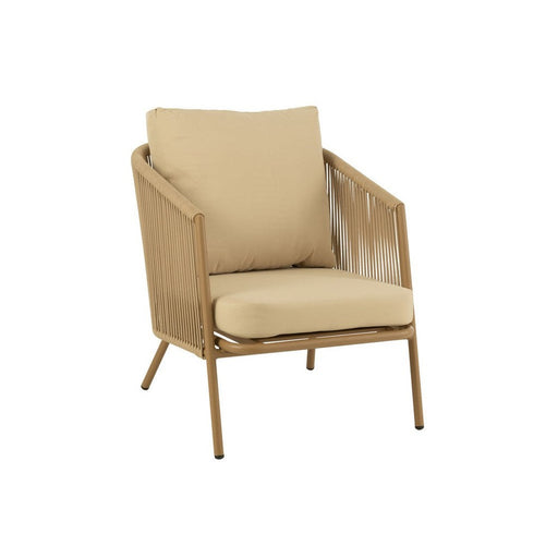 Zetel+kussens 1persoon metaal/touw beige-Fauteuils-J-Line