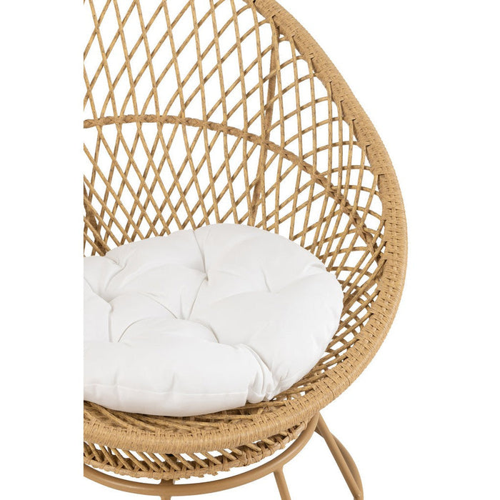 Zetel+kussens Zayo draai metaal/riet beige-Fauteuils-J-Line