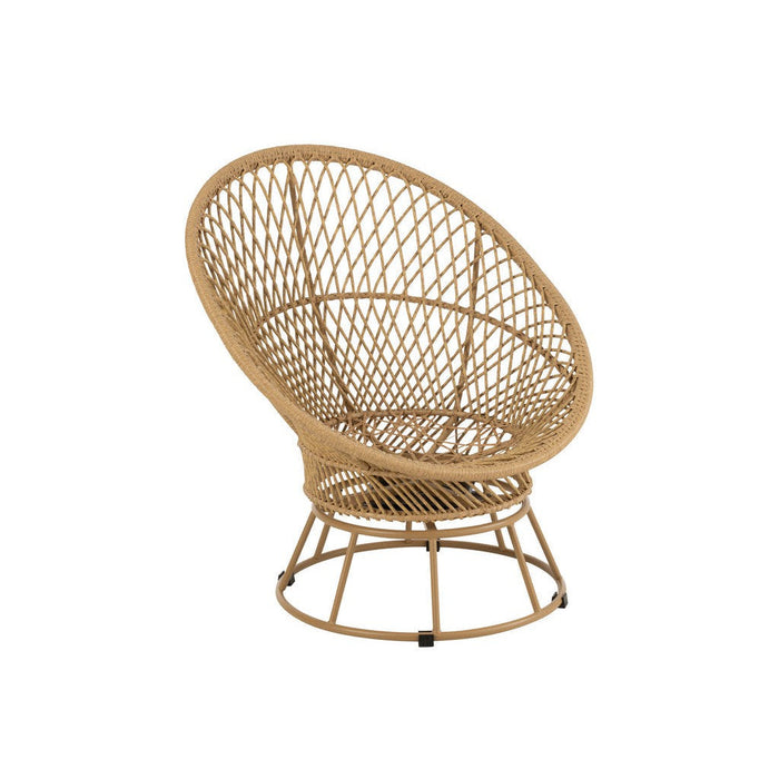 Zetel+kussens Zayo draai metaal/riet beige-Fauteuils-J-Line
