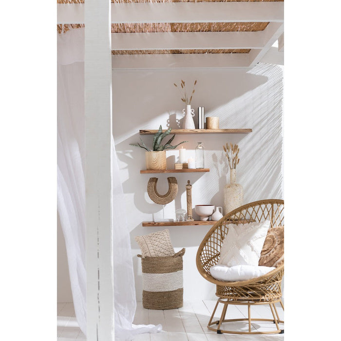 Zetel+kussens Zayo draai metaal/riet beige-Fauteuils-J-Line