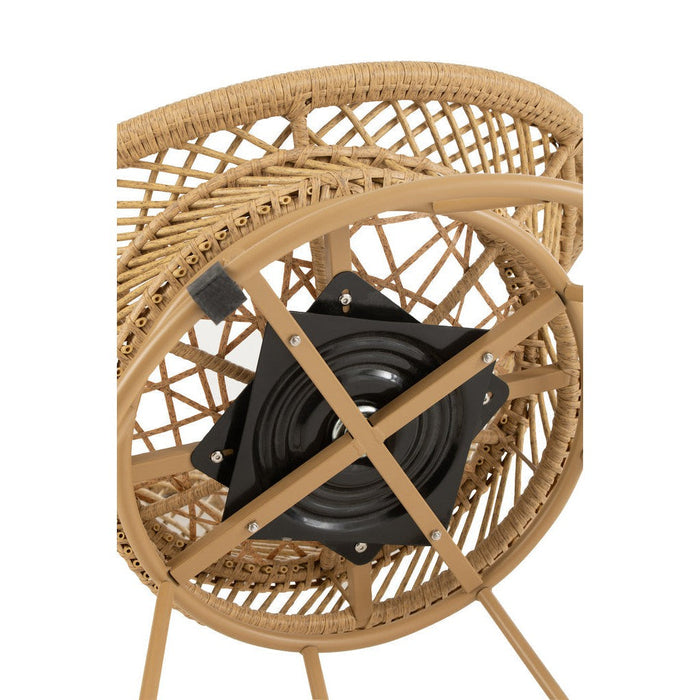 Zetel+kussens Zayo draai metaal/riet beige-Fauteuils-J-Line