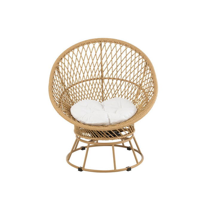 Zetel+kussens Zayo draai metaal/riet beige-Fauteuils-J-Line