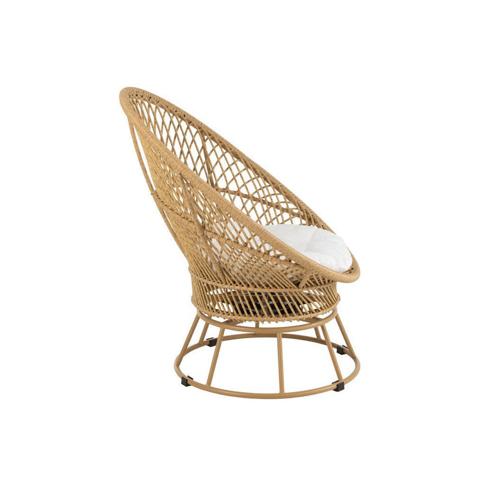 Zetel+kussens Zayo draai metaal/riet beige-Fauteuils-J-Line