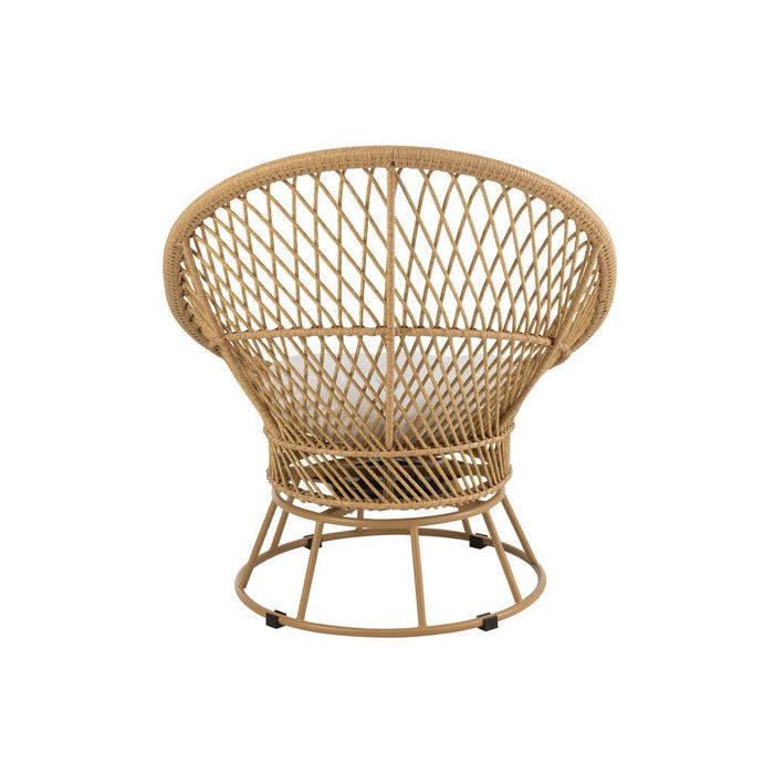 Zetel+kussens Zayo draai metaal/riet beige-Fauteuils-J-Line