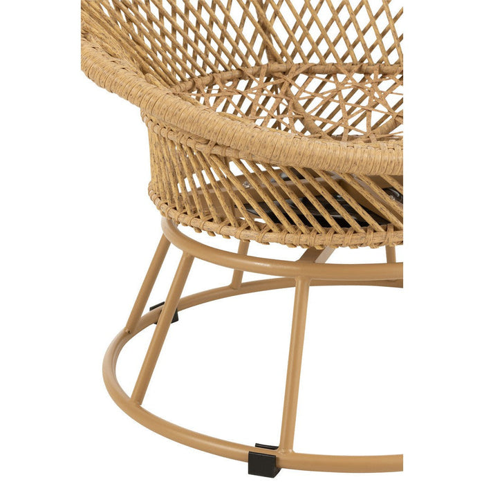 Zetel+kussens Zayo draai metaal/riet beige-Fauteuils-J-Line