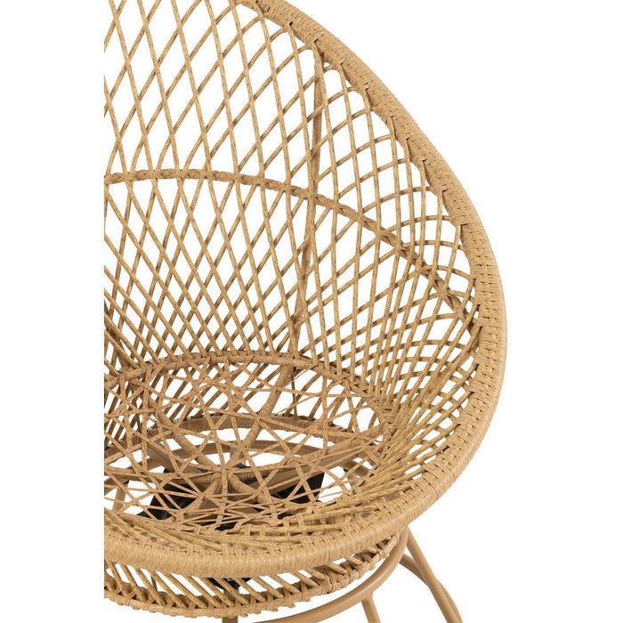 Zetel+kussens Zayo draai metaal/riet beige-Fauteuils-J-Line