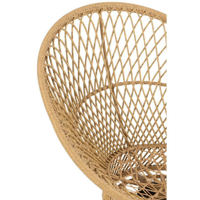 Zetel+kussens Zayo draai metaal/riet beige-Fauteuils-J-Line