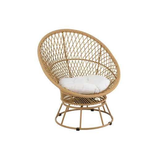 Zetel+kussens Zayo draai metaal/riet beige-Fauteuils-J-Line
