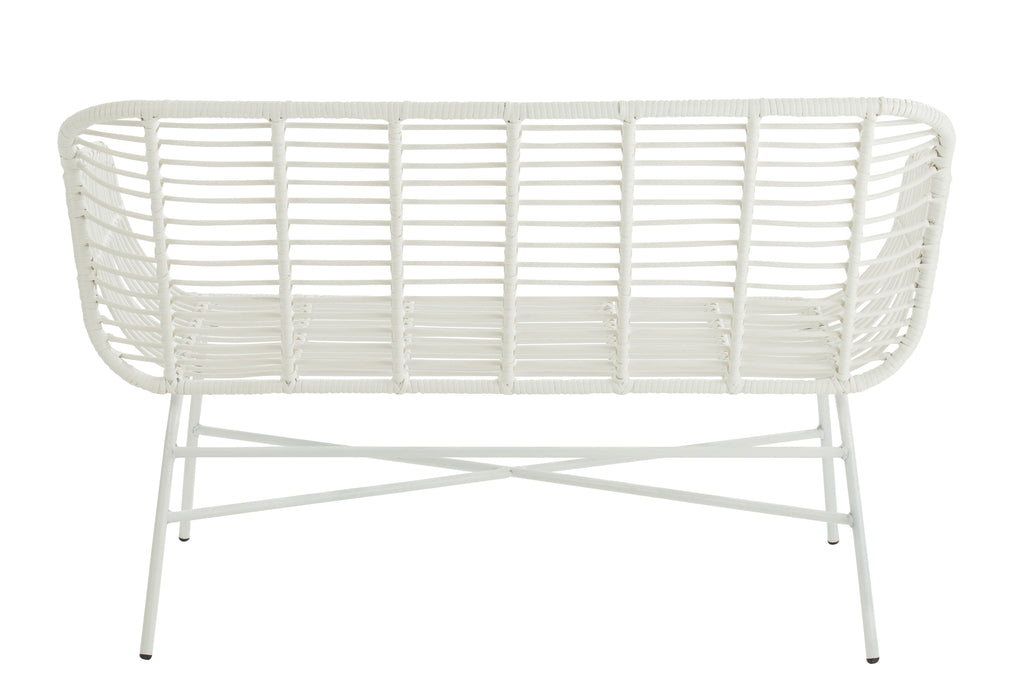Zitbank Celeste buiten metaal/rattan wit-Tuinbanken-J-Line